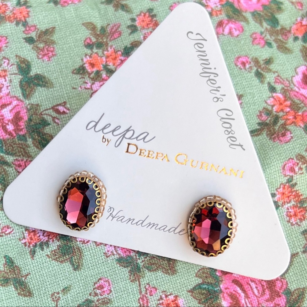 DEEPA GURNINI Earrings NWT / Faceted Oval Stud Earrings